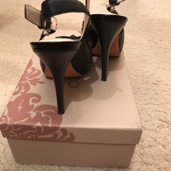 Coach Platform Black Sling Back Peep Toe Heels - Picture 4 of 5
